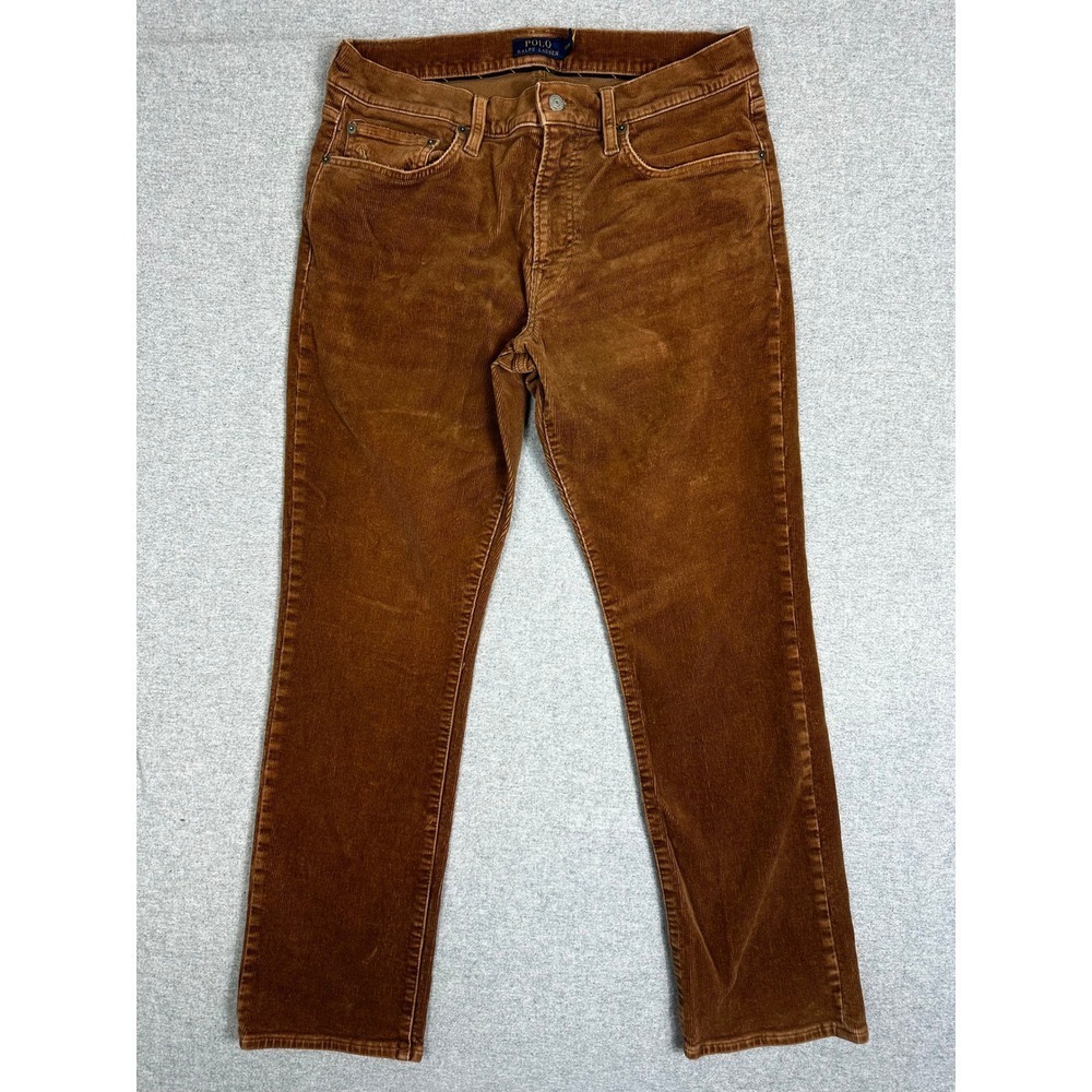 Polo Ralph‎ Lauren Varick Slim Corduroy Pant Straight Brown 33x30 (Actual 33x29)